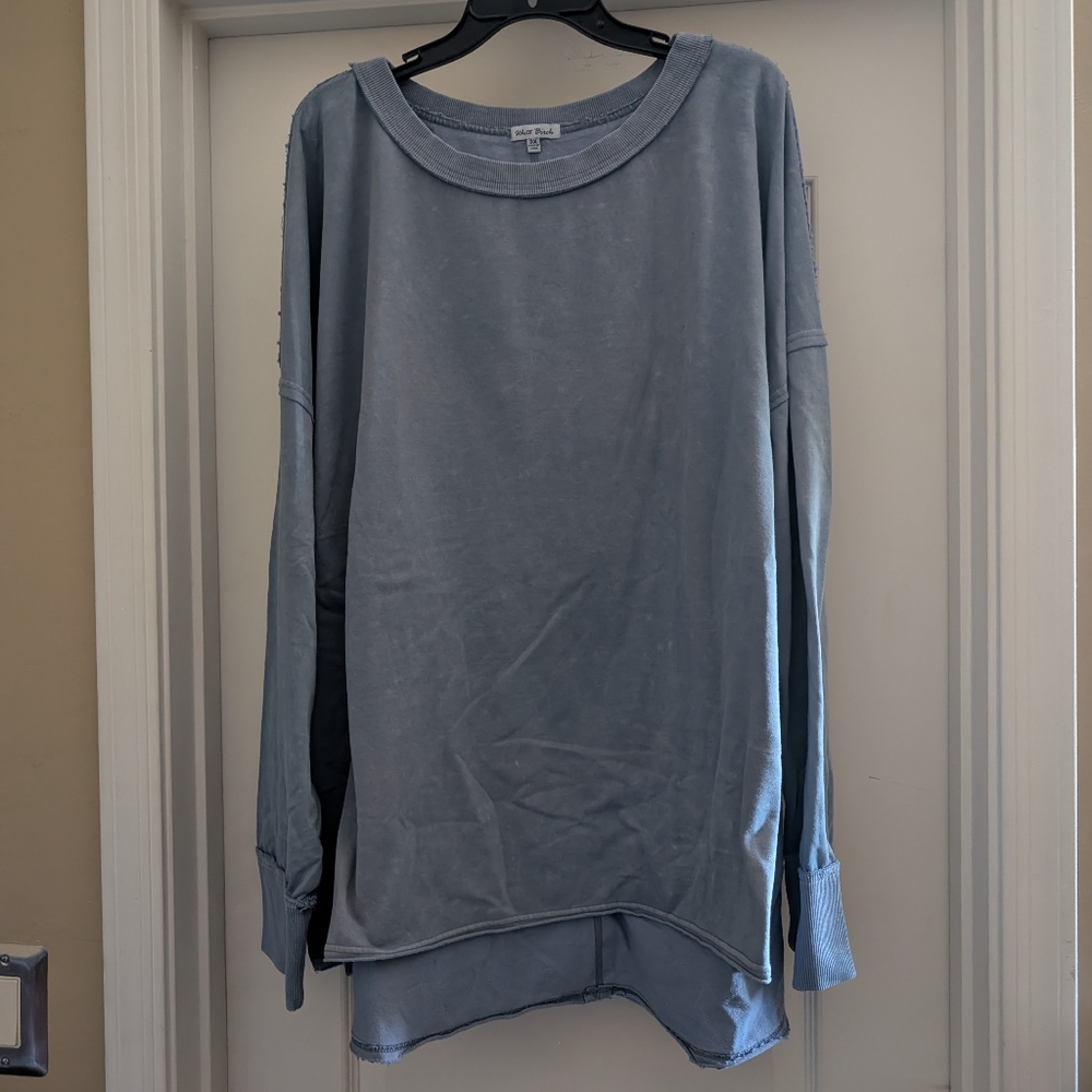 White Birch Dusty Blue Long Sleeve Pullover Size 3XL